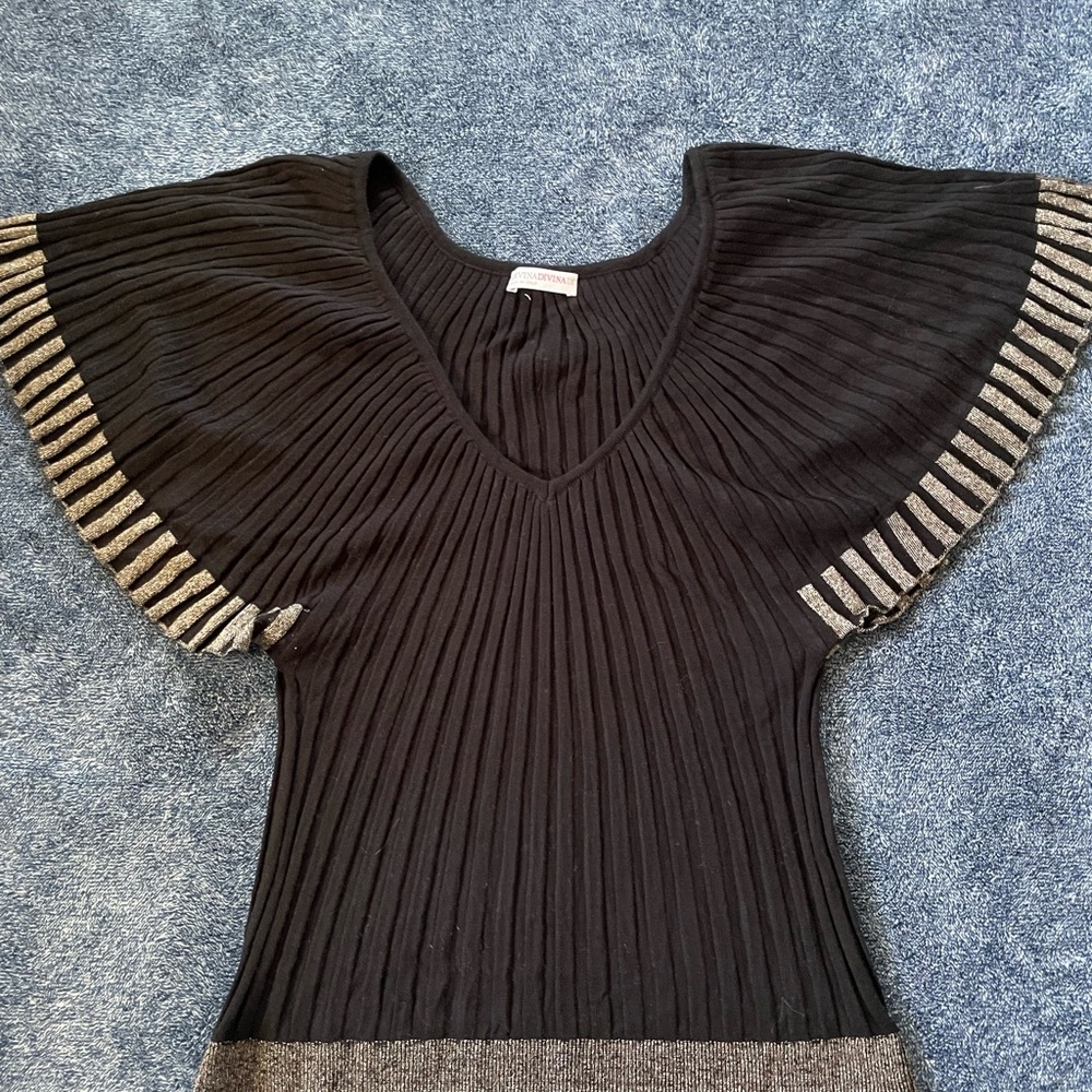 Black and Gray Pleated Top